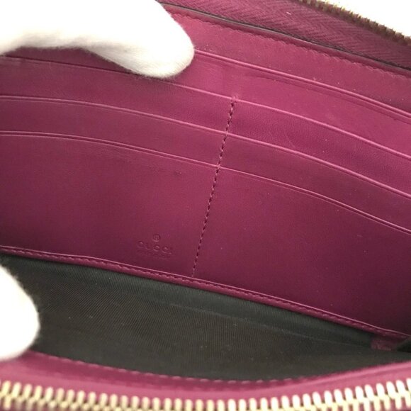 GUCCI Ssima GG Logo Leather Zip Around Long Wallet Purple/7BG0493 - Picture 7 of 8